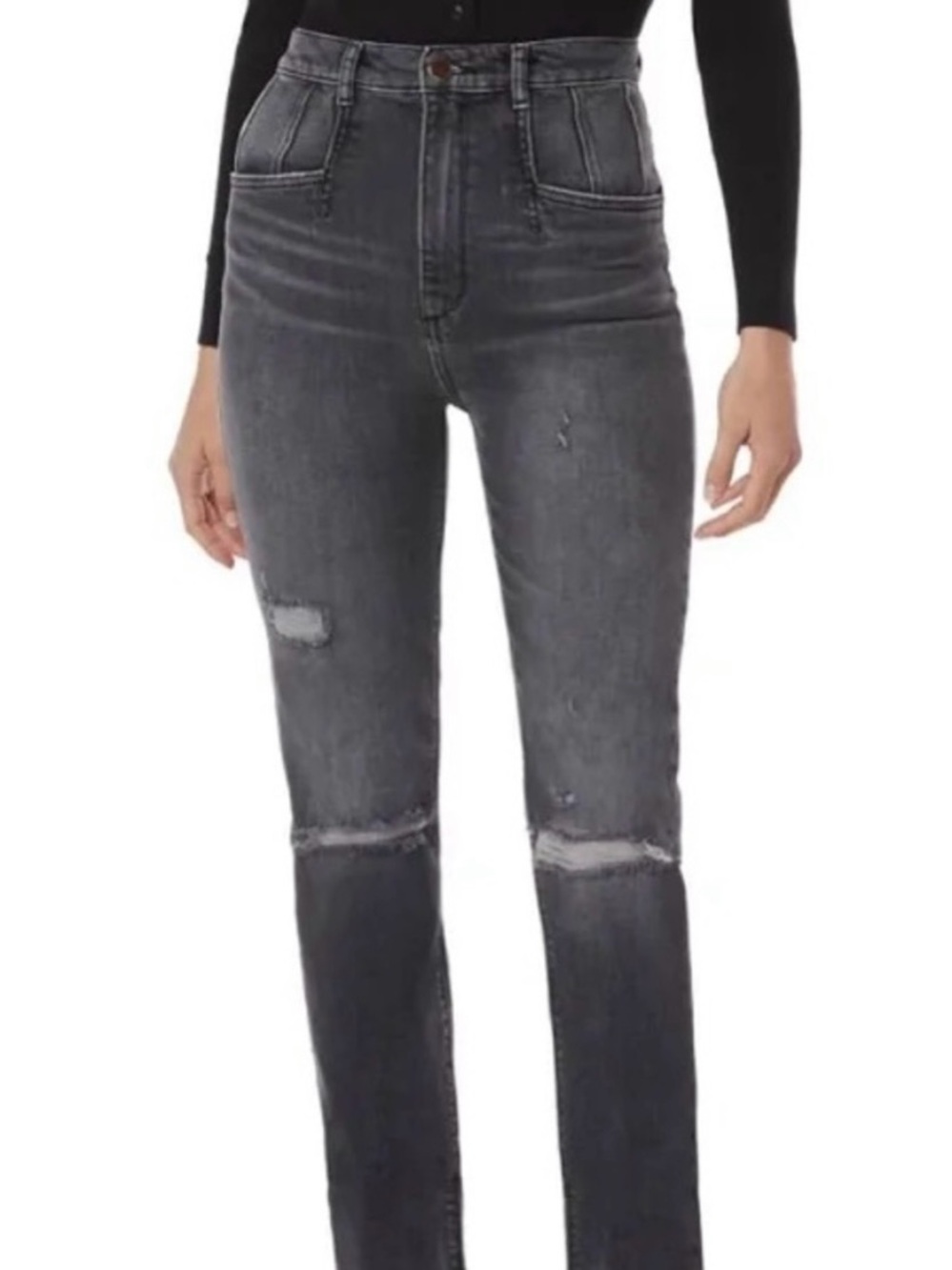 Favorite Daughter Jordie raw hem distressed straight leg jeans  in NYC wash 26